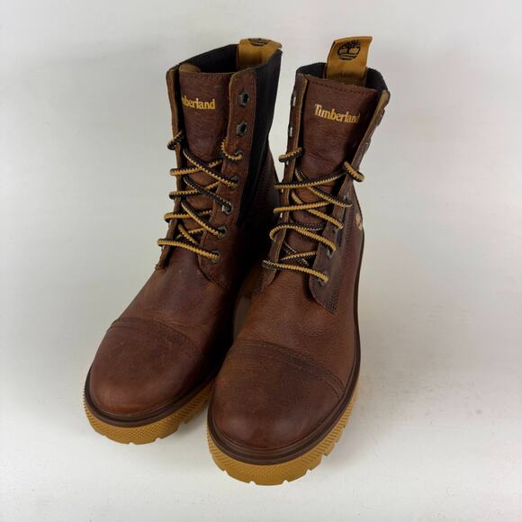 Timberland Silver Blossom Ankle Boot Women's 7.5 Brown Leather Lace-Up A21ZA - Picture 4 of 9